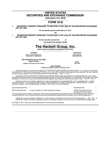 Vorschaubild The Hackett Group

 10-Q Quartalsbericht 2017 