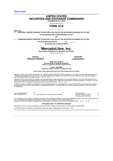 Vorschaubild MercadoLibre 10-Q Quartalsbericht 2017 