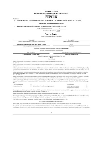 Thumbnail Veru 10-K Annual Report 2017