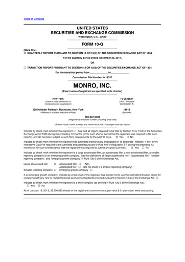 Thumbnail Monro 10-Q Quarterly Report FY2018 