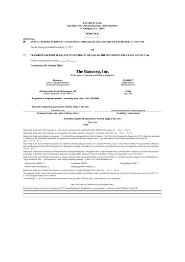 Vorschaubild The Bancorp, Inc. 10-K Jahresbericht 2017