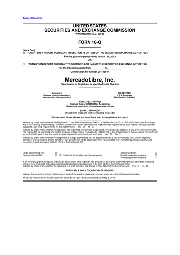 Vorschaubild MercadoLibre 10-Q Quartalsbericht 2018 