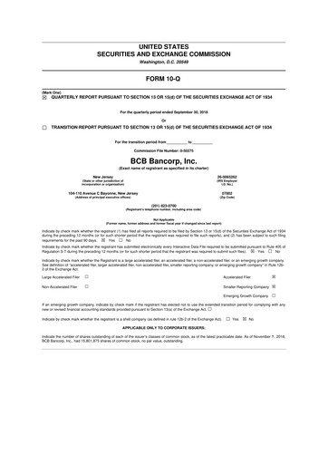 Miniature BCB Bancorp 10-Q Rapport trimestriel 2018 