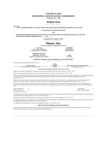 Thumbnail Monro 10-K Annual Report 2019