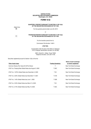 Miniature AT&T 10-Q Rapport trimestriel 2019 