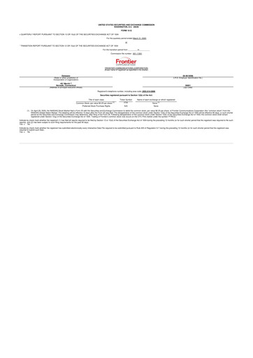 Thumbnail Frontier Communications 10-Q Quarterly Report FY2020 