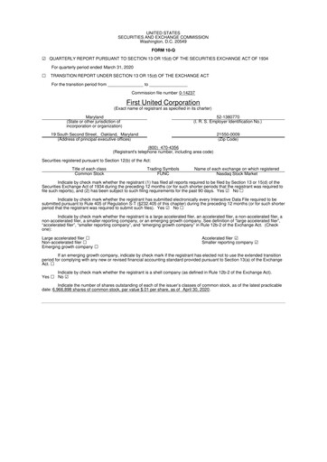 Thumbnail First United Corporation 10-Q Quarterly Report FY2020 
