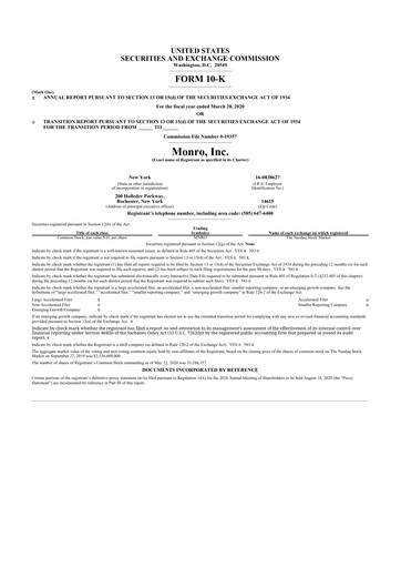 Thumbnail Monro 10-K Annual Report 2020