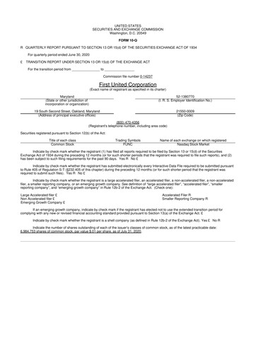 Thumbnail First United Corporation 10-Q Quarterly Report FY2020 