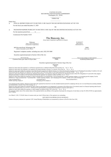 Vorschaubild The Bancorp, Inc. 10-K Jahresbericht 2020