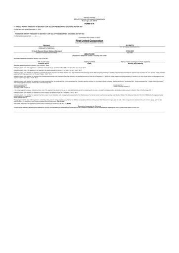 Thumbnail First United Corporation 10-K Annual Report 2020