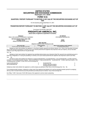 Thumbnail FreightCar America
 10-Q Quarterly Report FY2021 