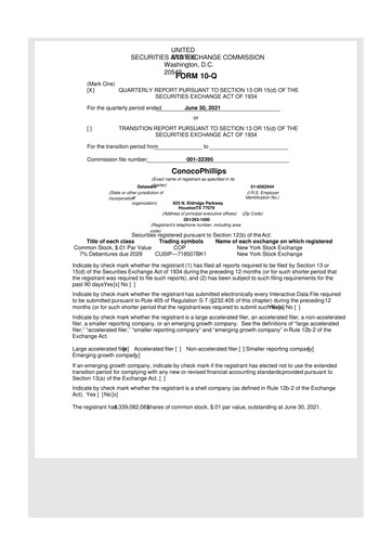 Thumbnail ConocoPhillips 10-Q Quarterly Report FY2021 