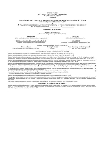 Thumbnail Globus Medical 10-K Annual Report 2021