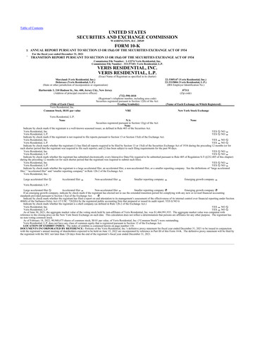 Thumbnail Veris Residential 10-K Annual Report 2021