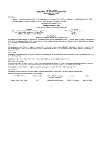 Thumbnail Chemed 10-Q Quarterly Report FY2022 