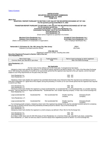Thumbnail Veris Residential 10-Q Quarterly Report FY2022 