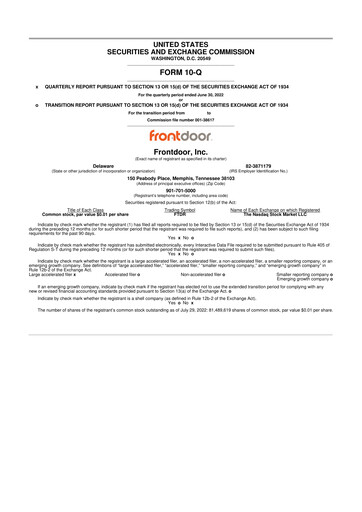 Thumbnail Frontdoor 10-Q Quarterly Report FY2022 
