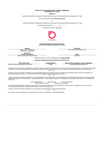 Thumbnail Frontier Communications 10-Q Quarterly Report FY2022 