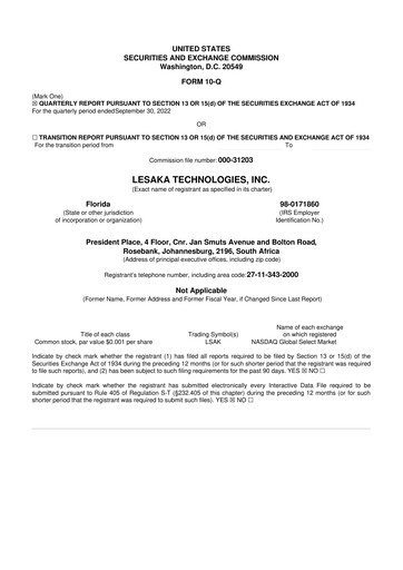 Thumbnail Lesaka Technologies 10-Q Quarterly Report FY2023 