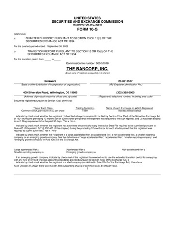 Thumbnail The Bancorp, Inc. 10-Q Quarterly Report FY2022 