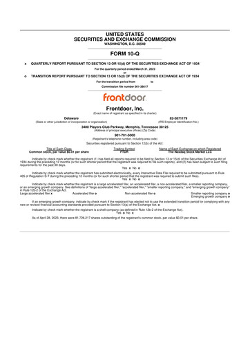 Thumbnail Frontdoor 10-Q Quarterly Report FY2023 