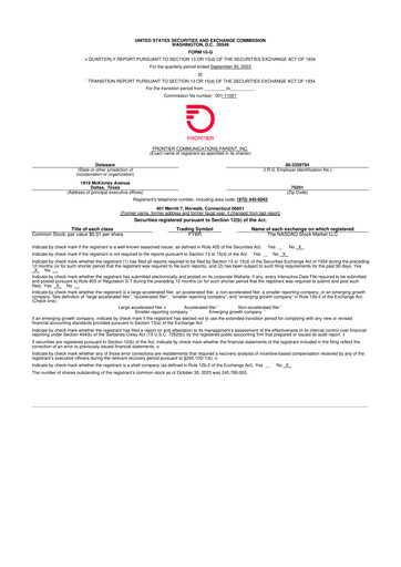 Thumbnail Frontier Communications 10-Q Quarterly Report FY2023 