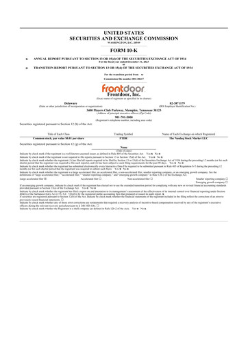 Thumbnail Frontdoor 10-K Annual Report 2023