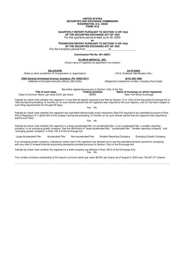 Thumbnail Globus Medical 10-Q Quarterly Report FY2024 