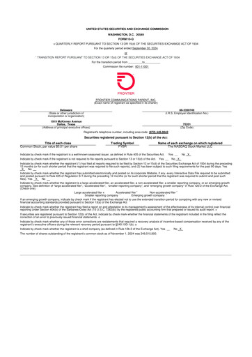 Thumbnail Frontier Communications 10-Q Quarterly Report FY2024 