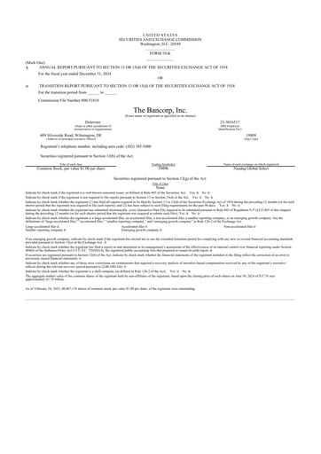 Vorschaubild The Bancorp, Inc. 10-K Jahresbericht 2024