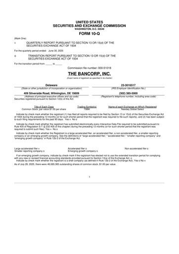 Thumbnail The Bancorp, Inc. 10-Q Quarterly Report FY2025 