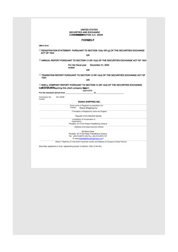 Thumbnail Diana Shipping 20-F Annual Report 2025