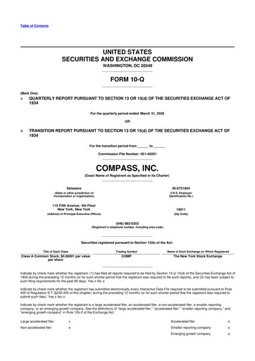 Thumbnail Compass 10-Q Quarterly Report FY 