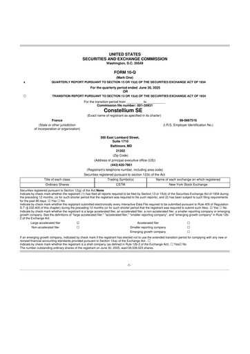 Miniature Constellium
 10-Q Rapport trimestriel 2025 