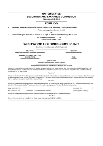 Thumbnail Westwood Holdings Group 10-Q Quarterly Report FY2013 
