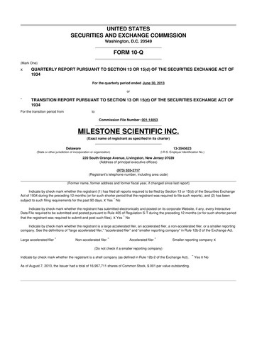Thumbnail Milestone Scientific 10-Q Quarterly Report FY2013 