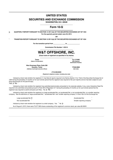 Thumbnail W&T Offshore 10-Q Quarterly Report FY2013 
