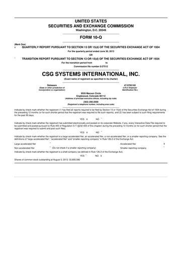 Thumbnail CSG International
 10-Q Quarterly Report FY2013 