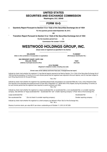 Thumbnail Westwood Holdings Group 10-Q Quarterly Report FY2013 