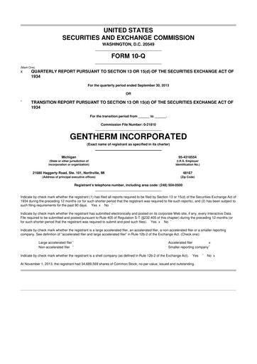 Vorschaubild Gentherm 10-Q Quartalsbericht 2013 