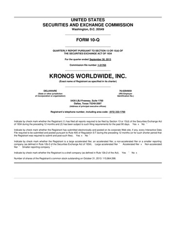 Thumbnail Kronos Worldwide 10-Q Quarterly Report FY2013 