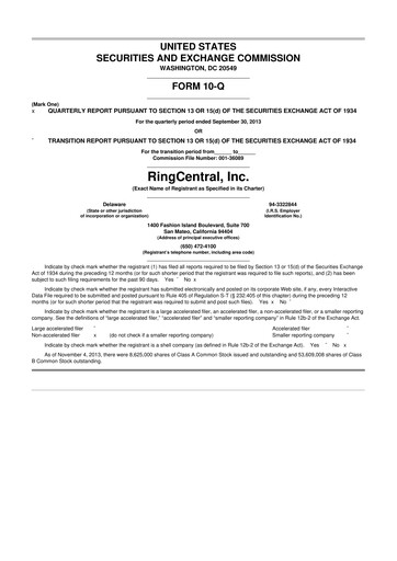 Thumbnail RingCentral
 10-Q Quarterly Report FY2013 