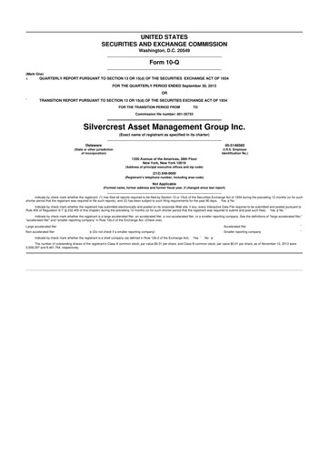 Thumbnail Silvercrest Asset Management Group 10-Q Quarterly Report FY2013 