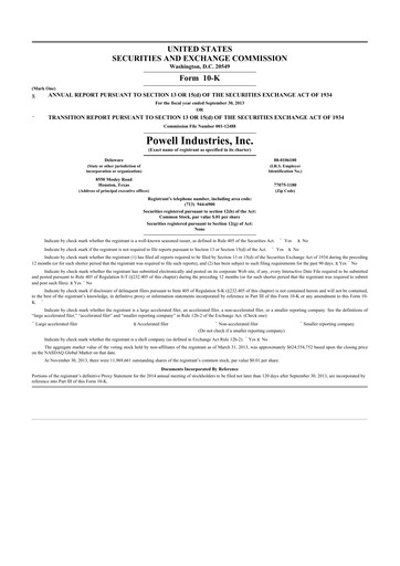 Thumbnail Powell Industries 10-K Annual Report 2013