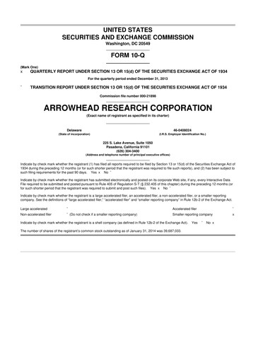 Thumbnail Arrowhead Pharmaceuticals
 10-Q Quarterly Report FY2014 
