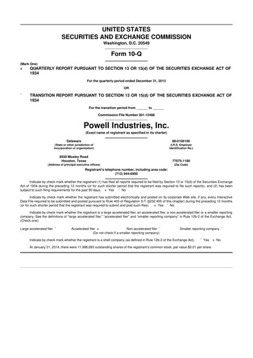 Thumbnail Powell Industries 10-Q Quarterly Report FY2014 