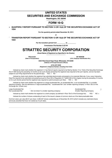 Vorschaubild Strattec Security 10-Q Quartalsbericht 2014 