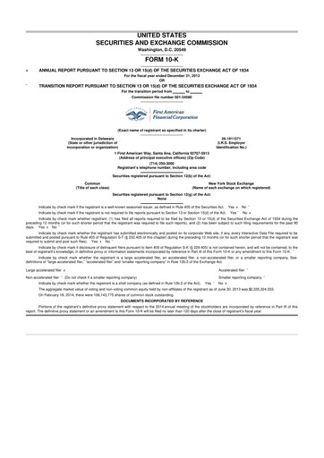 Miniature First American Financial Corporation 10-K Rapport annuel 2013
