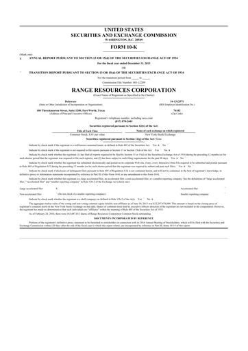 Miniature Range Resources
 10-K Rapport annuel 2013